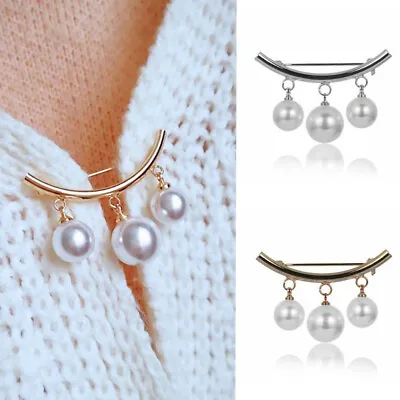 £4.99 • Buy Pearl Design Dress Cardigan Blouse Shawl Clip Brooch Pin Metal Alloy UK Seller