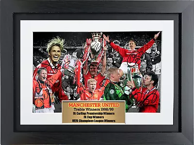 Manchester United Treble Mounted Signed Autograph Presentation  Inc Free Gift. • £10