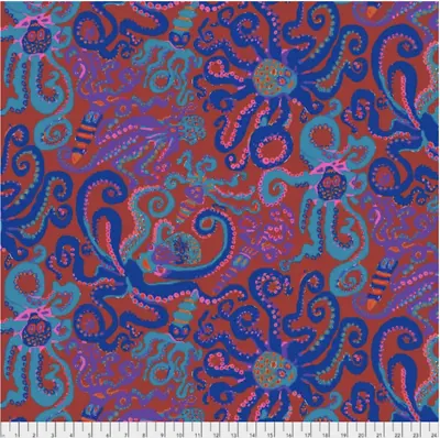 Free Spirit Brandon Mably Octopus Red Fabric By The Yard • $12.50