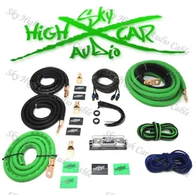 OFC 1/0 Ga AWG Amp Kit And 1/0 GA Big 3 Upgrade Green Black Sky High Car Audio • $214.95