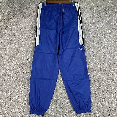 Vtg Adidas Nylon Track Pants Men’s M Blue 3 Stripe Trefoil Windbreaker Read* • $24.88