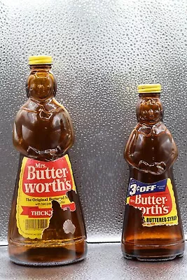 Two Vintage Mrs.  Butterworth's Amber  Syrup Bottles • $7