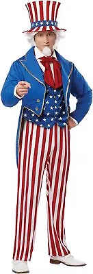 Uncle Sam USA July 4th Patriotic Party Fancy Dress Up Halloween Adult Costume • $66.63