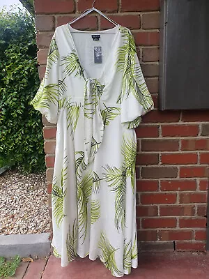 NEW City Chic XS Tropical Long White Dress Summer Plus Size Maxi Foliage 14 • $50