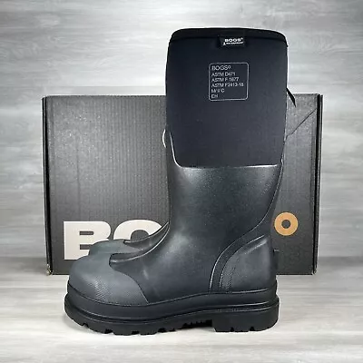 BOGS Boots Men's Size 8 Forge Steel Toe Black Waterproof Insulated Work Boot • $149.95