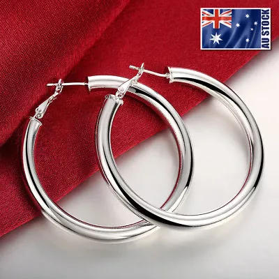 $6.95 • Buy NEW 925 Sterling Silver Filled Women's Elegant Round Hoop Earrings Stunning Gift