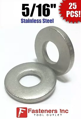 (Qty 25) 5/16  Stainless Steel EXTRA THICK HEAVY DUTY Flat Washers (.100 Thick) • $15.99