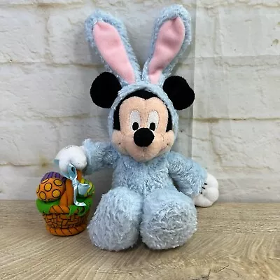 2004 Disney Parks Mickey Mouse Plush Blue Easter Bunny Egg Basket 12  Bean Bag • $13.45