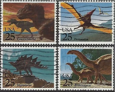 USA 1989 PREHISTORIC ANIMALS (Dinosaurs) (4) Used SG2407-10 • $1.60