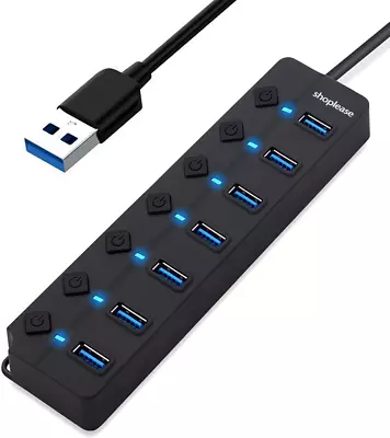 7-Port USB 3.0 Hub With Individual Power Switches And Lights High-Speed Data... • $25.13