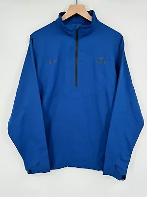 New Nike Golf Swoosh Blue 1/4 Zip Long Sleeve Pullover Wind Shirt Jacket Mens L • $39.99