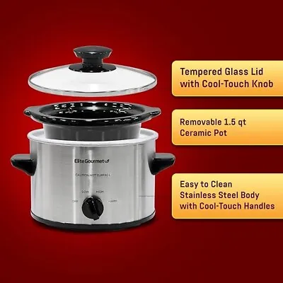 Small Slow Cooker Stainless Steel Crock Pot Mini Kitchen Appliance Portable New • $22.96