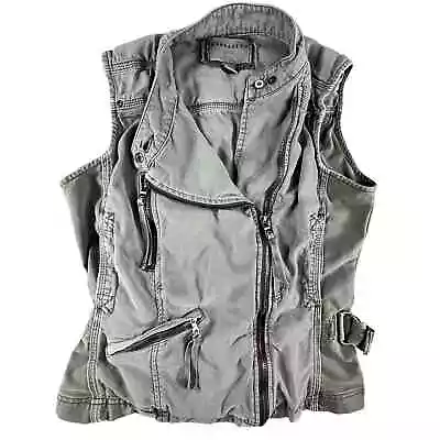 Anthropologie Marrakech Jacket Womens Small Vest Green Full Zip Army Pockets • $18.99