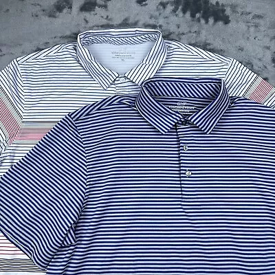 Lot Of 2 Vineyard Vines Performance Polo Mens Sz XL Striped Red White Blue EUC • $30