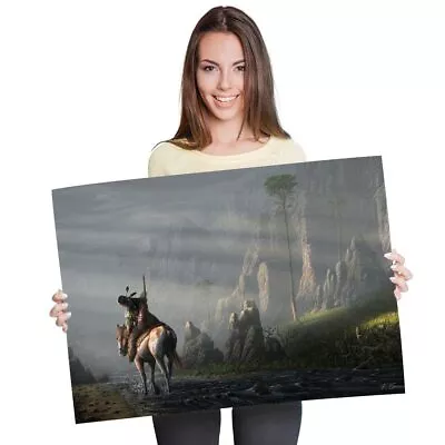 £10.99 • Buy A1 - Indian Native American Horse Rider 60X90cm180gsm Print  #45399