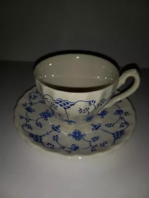 Myott Finlandia Tea Cup & Saucer Staffordshire England 1982 Blue China Easter • $14