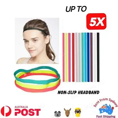 Thin SINGLE Band Elastic Sports Gym Anti Slip Headband Rubber Hair Band UP TO 5x • $3.65