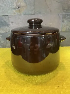 Vintage West Bend Bean Pot - Brown Glazed Stoneware - USA Pottery 1950’s • $12