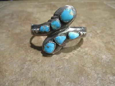 LAVISH Vintage Navajo RAMONE PLATERO Sterling MORENCI Turquoise Design Bracelet • $325