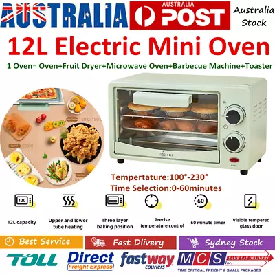 12L Electric Oven Grill Toaster Bake Compact Oven Timer Breakfast Maker 600W AU • $50.39