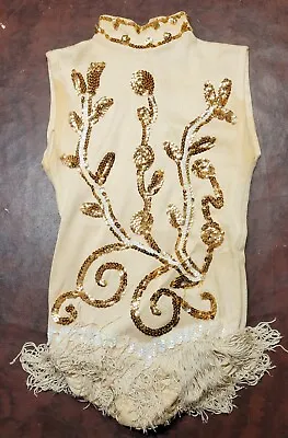 Vintage 60s Gold Sequin Majorette Leotard Batton Twirler Costume Uniform Pagent • $55