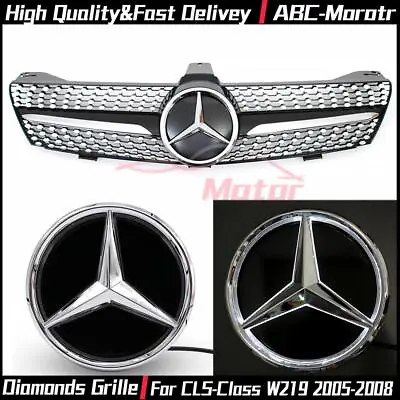 For Mercedes Benz CLS-Class W219 2005-2008 Chrome Dia-monds Style Grille W/LED • $124.99