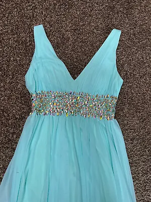£12.77 • Buy My Michelle Light Blue Prom Dress Evening Formal V Neck Size 7