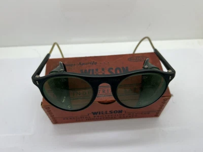 $49.99 • Buy Vintage Willson AO Safety Glasses Steampunk Biker Goggles Side Shields W/ Box