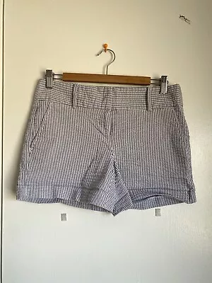 Ann Taylor Women White Blue Stripe Sailing Shorts Size 4 • £14.47