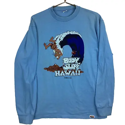 Vintage Body Surf Hawaii T-Shirt Extra Large Blue Long Sleeve 70s 1979 Made Usa • $127.49