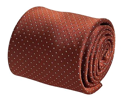 Frederick Thomas Mens Tie Burnt Rustic Rusty Copper Brick Orange Brown Pin Spot • £16