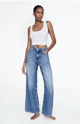 Zara Relaxed Fit High-waist Jeans Size 14 Mid-blue - Ref. 6164/095 • £21.99