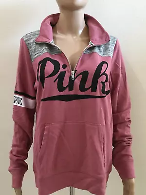 VICTORIA’s SECRET PINK Half Zip Pullover Sweatshirt Pink Gray • $34.99