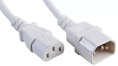 0.5m WHITE IEC Mains Power C13 - C14 Extension Cable Kettle Lead  TV PC Monitor • £2.79