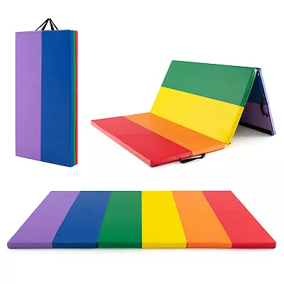 Tri-Folding Gymnastics Mat Portable PU Leather Exercise Mat W/ Carrying Handles • $89.99