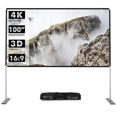 $89.95 • Buy 100  Projector Screen W/Stand 16:9 HD 4K Indoor Outdoor Projection Movie Screen