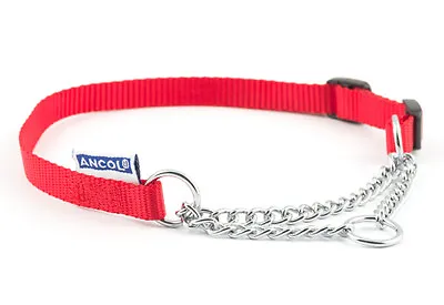 Ancol Half Check Choke Nylon Chain Dog Puppy Collar Lead Red Blue Black Pink  • £7.65