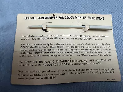 Admiral Television Color Master Special Screwdriver 33B1888-1 NOC Adjuster Vtg • $14.99