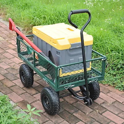 Garden Carts Yard Dump Wagon Cart Lawn Utility Cart Outdoor Steel Heavy Duty US • $109.99