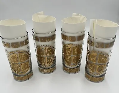 1960s Vintage Culver Coronet 22k Gold Highball Glasses Tumbler Drink Ware Cups • $42.99