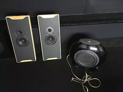 Kef H2B2 Subwoofer PASSIVE* & SEQUENCE 200 Flat Panel Stereo Wall Speakers – Col • £70