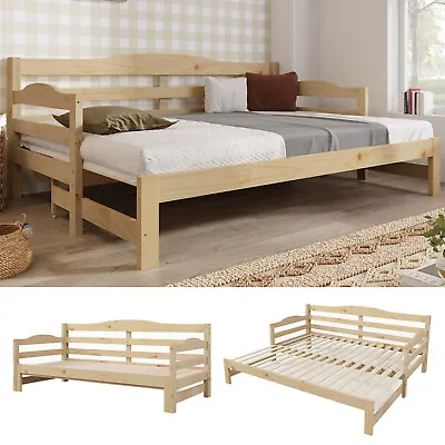 Wooden Bed Frame Day Bed With Trundle And Large Storage Drawer Double Guest Bed • £225