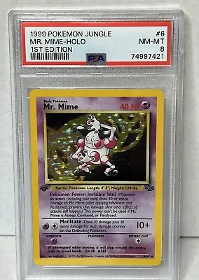 $42.12 • Buy PSA 8 NM-MT Graded 1999 Pokémon Jungle 1st Edition Mr. Mime 6/64 Holo Rare