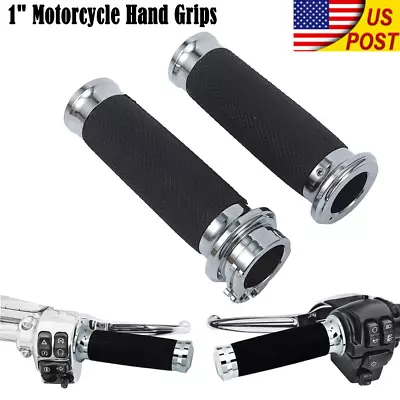 1  Chrome Motorcycle Handlebar Hand Grips Fit For Harley Dyna Sportster Touring • $24.99