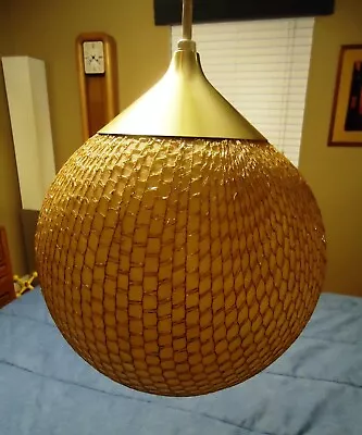 $65 • Buy Mid Century Vintage 10  Fish Net Acrylic Globe Hanging Ceiling Swag Light 