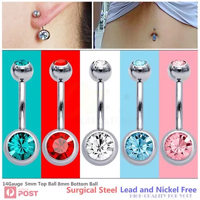 3-6x Belly Bar Ring Zirconia Surgical Steel Gem Piercing Barbell Body Jewellery • $6.99