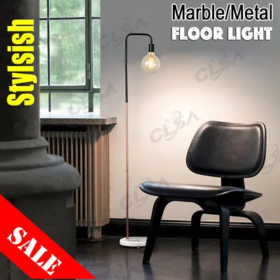 Floor Light Desk Lamp Vintage Marble Base Metal Matt Black Copper Plating • $84.95