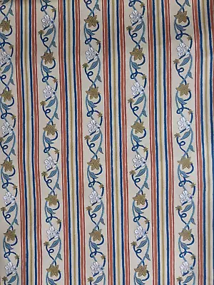 Vtg Greeff Floral Stripe Repro Wallpaper Orange Blue White 4 Partial Rolls • $100