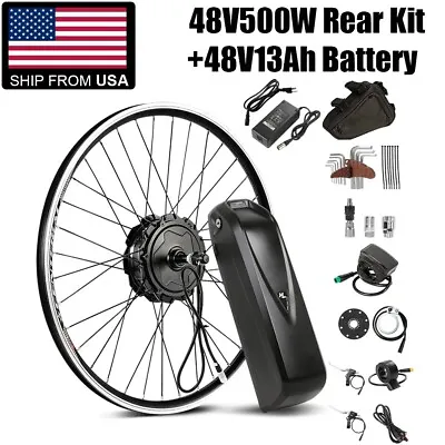 Electric Bike Conversion Kit 26inch 48V 500W E-Bike Motor Hub Wheel With Battery • $374.29