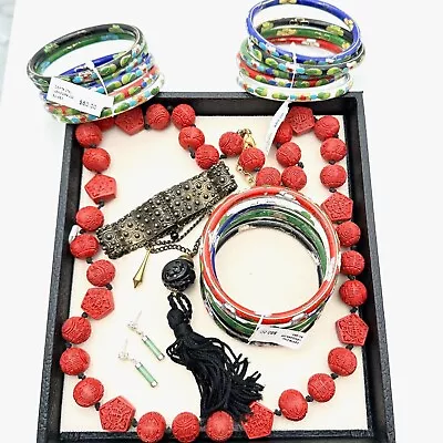 Vintage Estate Jewelry Lot Heidi Daus Joan Rivers Chinese Cloissone' Bangles • $84.14